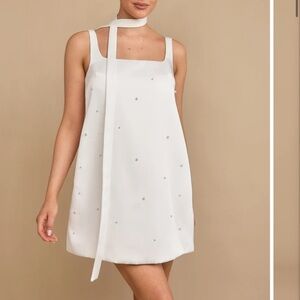 Six Stories ANYA white mini pearl dress